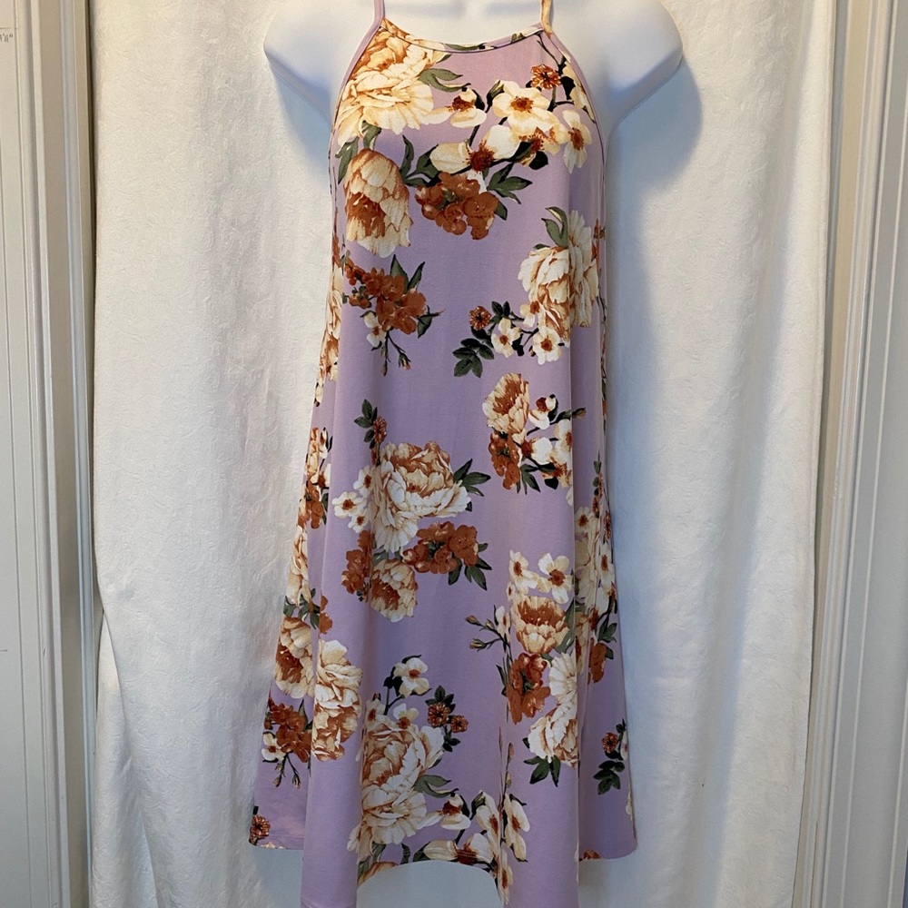 Juniors Everly lavender/brown flower dress